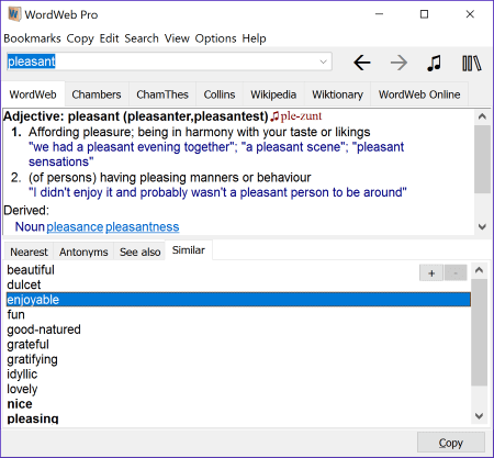 Screenshot of WordWeb