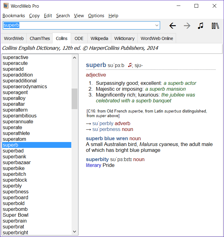 wordweb pro collins english dictionary