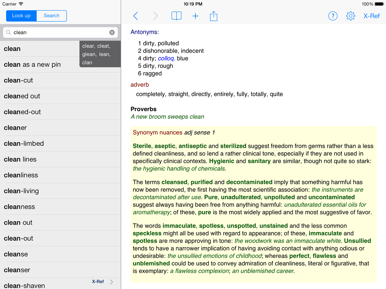 Chambers Thesaurus interface