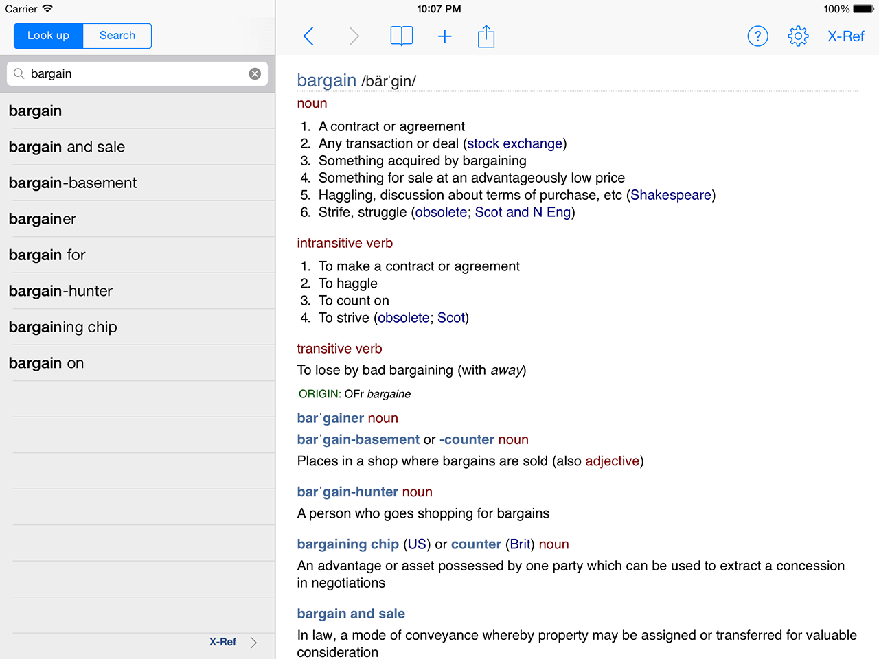 Chambers Dictionary word definition on iPad
